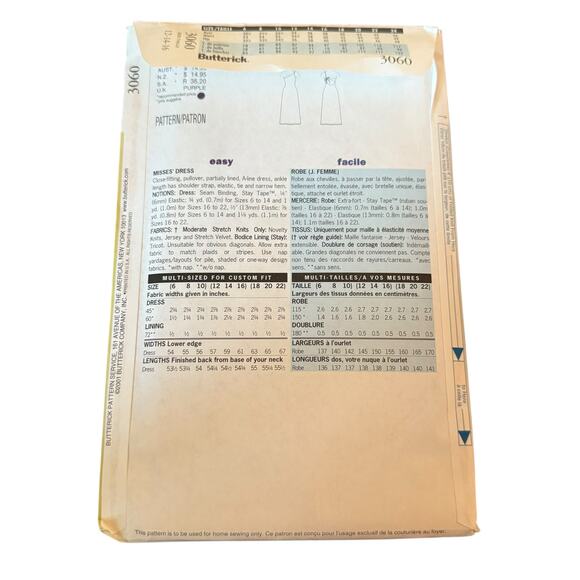 Butterick 3060 Arianna Evening Gown Prom Homecoming Formal 12 14 16 Uncut FF - Picture 3 of 3